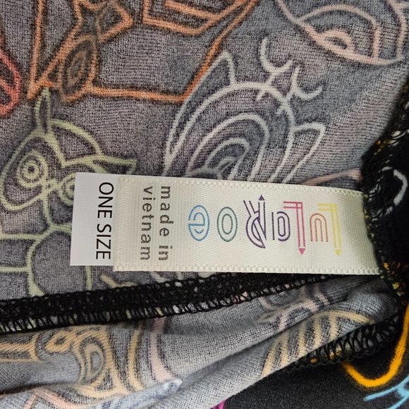 Lularoe OS Leggings OWL PRINT One Size RARE Neon - Picture 7 of 8